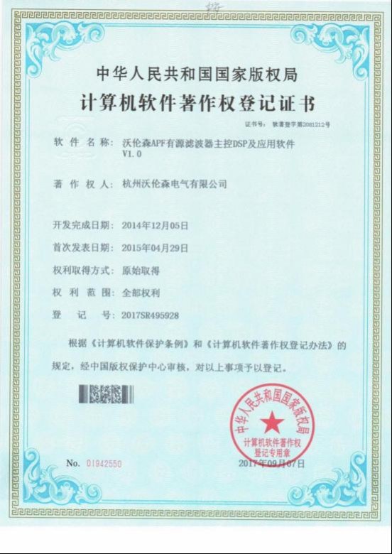 APF有源滤波器软著证书